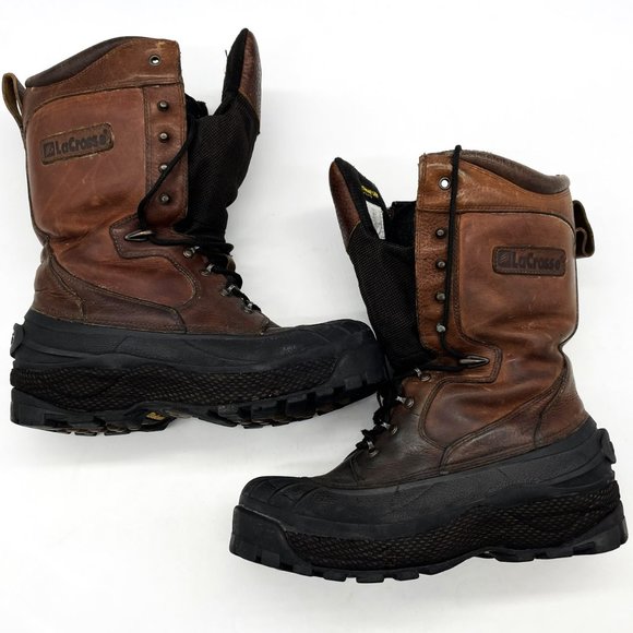 Lacrosse Mens Size-9 Thinsulate Leather Winter Leather Upper Lace-Up Snow Boots - Picture 8 of 9